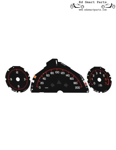 Smart ForTwo Brabus stijl snelheidsmeterplaten 200KM/UUR complete set