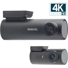 Cámara para salpicadero de coche Nordväl DC102-4K, delantera y trasera, 2 canales, WiFi y GPS