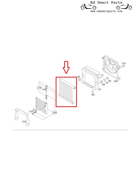 Radiador original Q0003428V007000000 Q0003428V006000000 smart crossblade / fortwo 450