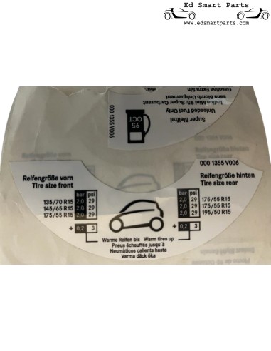 CONJUNTO DE ADESIVOS DE COMBUSTÍVEL para Smart ForTwo 450 e Roadster 452 45kw