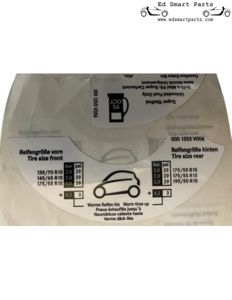 BRANDSTOFADVIESSTICKERSET voor Smart ForTwo 450 en Roadster 452 45kw