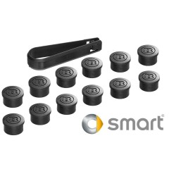Conjunto de 12 capas de parafusos de roda pretas Brabus adequadas para parafusos de roda Smart de 15 mm