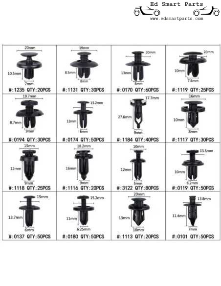 Assortment Box with Automotive Clips - 630 pieces assorted + Ply tool