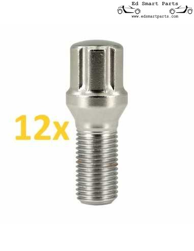 M12X1.5x28 6-spline Wheel Bolts set of 12 for Smart Roadster and ForTwo models