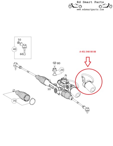 Smart 451 Stuurbekrachtigingsmotor, servomotor, stuurbekrachtigingsmotor, stuurinrichting OEM A4515400088