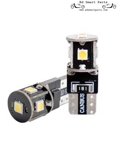 Simoni Racing T10 5-LED Bulbs 'Canbus No-Polarity' - High Brightness Superwhite - Set of 2 pieces