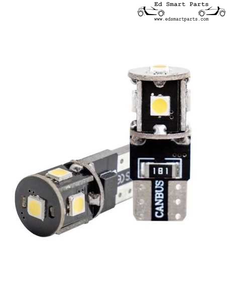 Ampoules Simoni Racing T10 5 LED « Canbus sans polarité » - Haute luminosité Superwhite - Lot de 2 pièces