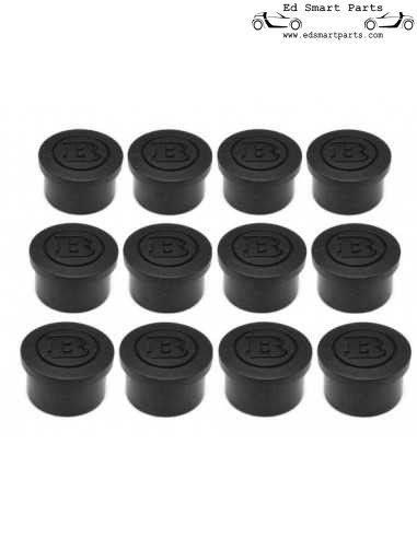 Originele Brabus zwarte wielboutdoppenset van 12 stuks geschikt voor Smart wielbout 15 mm
