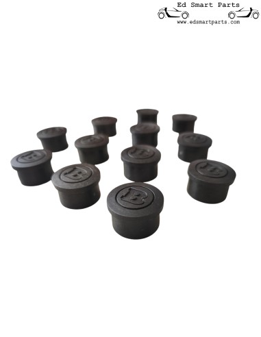 Originele Brabus zwarte wielboutdoppenset van 12 stuks geschikt voor Smart wielbout 15 mm