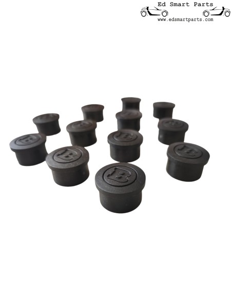 Conjunto de 12 capas de parafusos de roda pretas originais Brabus adequadas para parafusos de roda Smart de 15 mm