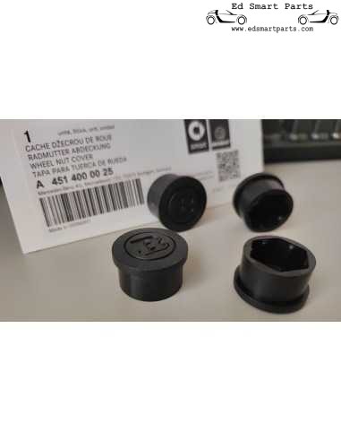 Conjunto de 12 capas de parafusos de roda pretas originais Brabus adequadas para parafusos de roda Smart de 15 mm
