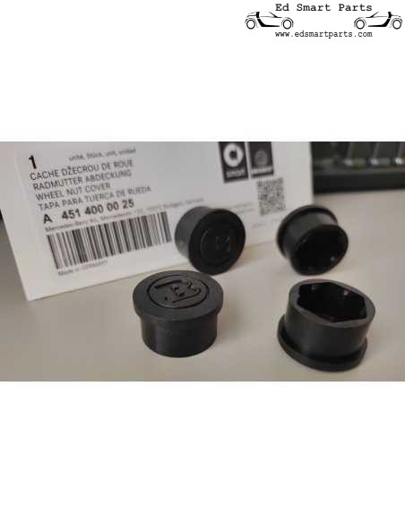Originele Brabus zwarte wielboutdoppenset van 12 stuks geschikt voor Smart wielbout 15 mm