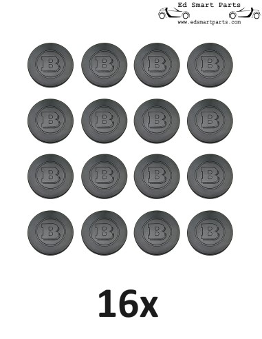 16 Brabus zwarte wielboutdoppen geschikt voor 17 mm bouten