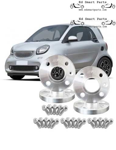Kit espaciadores de rueda de aluminio para Smart ForTwo 453 - 4x16,5 mm incluidos tornillos de rueda