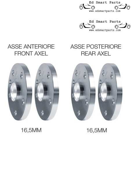 Aluminium Wheel Spacer Kit for Smart ForTwo 453 - 4x16,5mm including wheel bolts