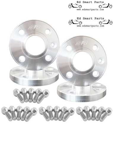 Kit espaciadores de rueda de aluminio para Smart ForTwo 453 - 4x16,5 mm incluidos tornillos de rueda