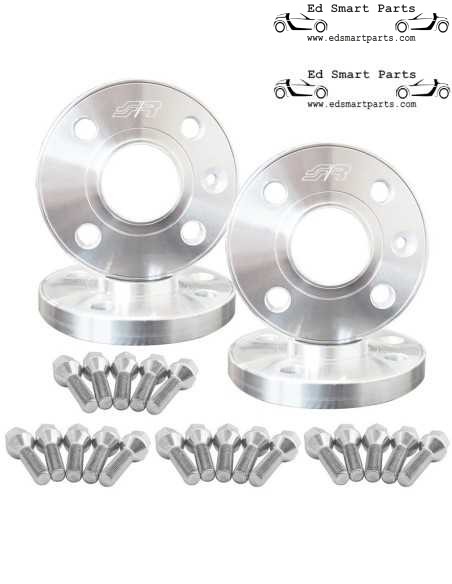 Kit espaciadores de rueda de aluminio para Smart ForTwo 453 - 4x16,5 mm incluidos tornillos de rueda