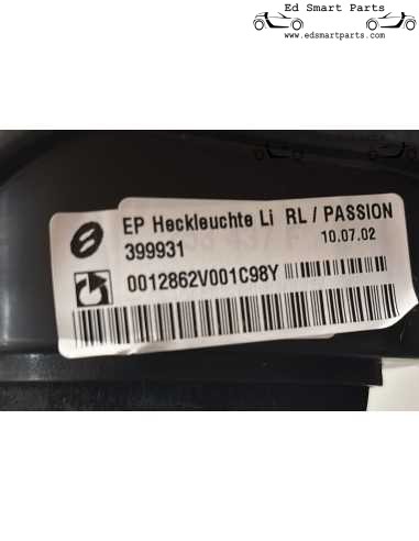 OEM Smart Part Q0012862V001C98Y00 Fanale posteriore sinistro RHD solo per veicoli UK Giappone
