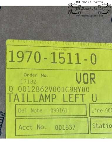 OEM Smart Part Q0012862V001C98Y00 Fanale posteriore sinistro RHD solo per veicoli UK Giappone