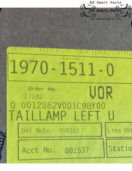 OEM Smart Part Q0012862V001C98Y00 Linke Rückleuchte (RHD) Nur für Fahrzeuge aus Großbritannien und Japan