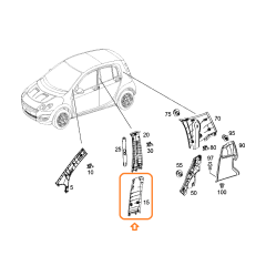 Smart Forfour 454 cover B pillar cowling left or right