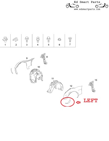 Nouvelle extension de passage de roue avant Brabus Flap Top Section Smart Roadster prête à être peinte