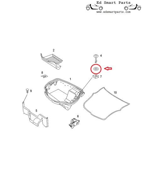 Nuovo gancio di sicurezza per bagagliaio anteriore Smart Roadster 452 per vano portaoggetti, anello di fissaggio da 7 mm