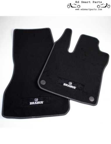 Tapetes de veludo originais Smart 453 FORTWO FORFOUR BRABUS Preto com costura prateada