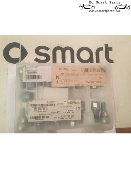 OEM smart Fortwo Forfour 453 anti-theft protection for wheels, set of 4 , LOCKABLE WHEEL BOLT