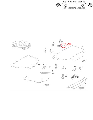 New Genuine Smart Roadster 452 Notch Seal Hinge Rear Lid