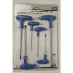 Torx-Stiftschlüsselsatz 6-teilig T10 T15 T20 T25 T30 T40 2