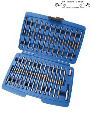 Set di punte lunghe per viti di sicurezza, argento/blu