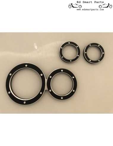 Aluminium sierlijsten Zwarte snelheidsmeter + toerenteller + extra instrumentenringen voor smart Roadster 452