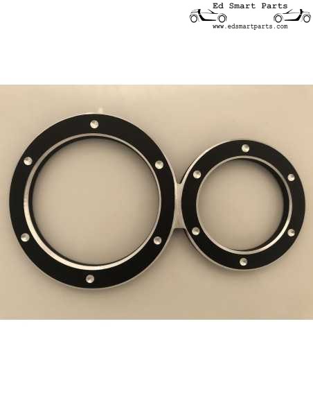 Aluminium Zierblenden Schwarz Tacho+Drehzahlmesser + Zusatzinstrumente Ringe für smart roadster 452