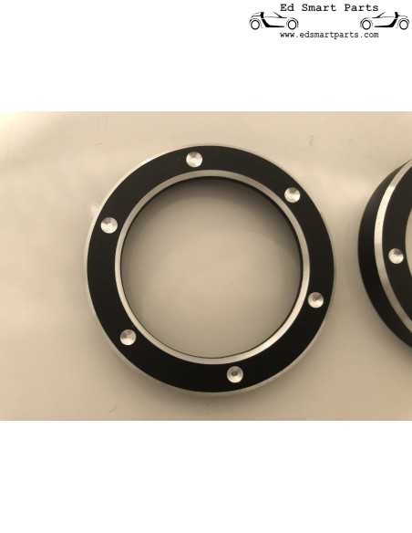 Garnitures aluminium pour compteur de vitesse + compte-tours + anneaux d'instruments supplémentaires noirs pour smart Roadster