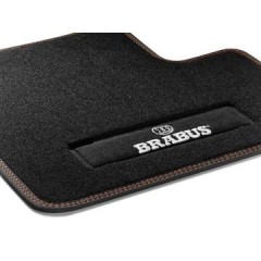 Alfombrillas de terciopelo originales Smart 453 FORFOUR BRABUS con costura de color negro y naranja
