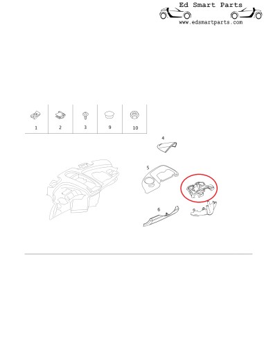 Innenverkleidung Instrumententafel Saturn Smart Roadster grau