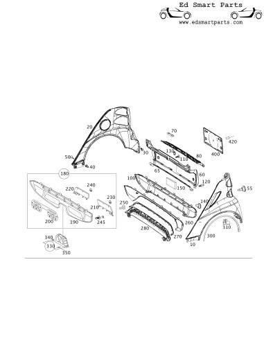 Originele FILLISTER KOPSCHROEF SPATBORD EN ACHTERSTE MIDDELSTE SECTIE BIJ CARROSSERIE Smart Fortwo 451