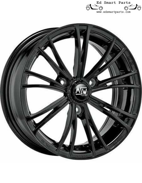 Jantes MSW X2 Gloss Black 15 pouces ET30 3x112 Ensemble complet pour Smart Fortwo 451