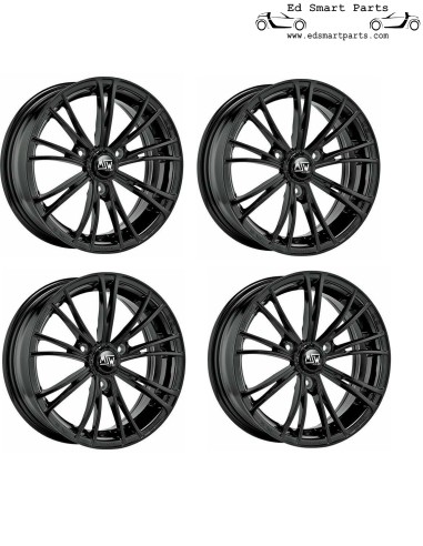MSW X2 Wheels Gloss Black 15 Inch ET30 3x112 Full set for Smart Fortwo 451