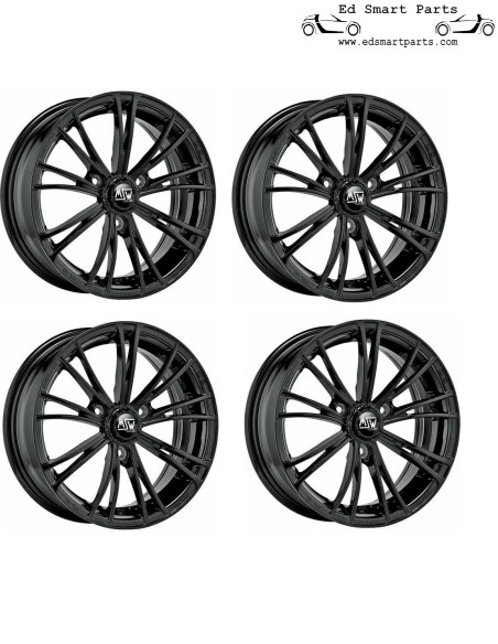 MSW X2 Wheels Gloss Black 15 Inch ET30 3x112 Full set for Smart Fortwo 451