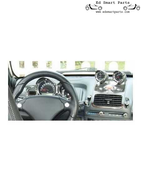 Garnitures aluminium pour compteur de vitesse + compte-tours + anneaux d'instruments supplémentaires noirs pour smart Roadster