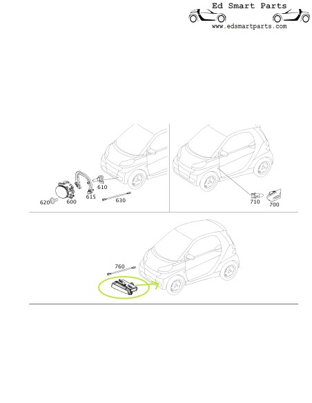 Lâmpada diurna OEM esquerda para o modelo smart fortwo 451 Facelift