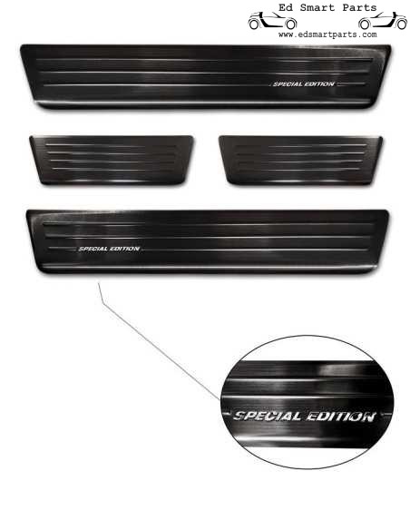 Black Stainless Steel Door sill protectors suitable for Smart ForFour 453 incl. EQ 'Special Edition' - 4-pieces