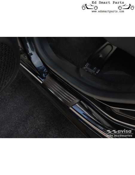 Protetores de soleira de porta de aço inoxidável preto adequados para Smart ForFour 453 incl. EQ 'Special Edition' - 4 peças