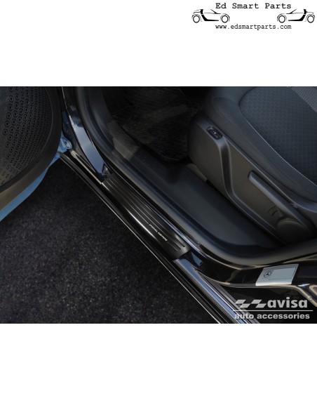 Protetores de soleira de porta de aço inoxidável preto adequados para Smart ForFour 453 incl. EQ 'Special Edition' - 4 peças