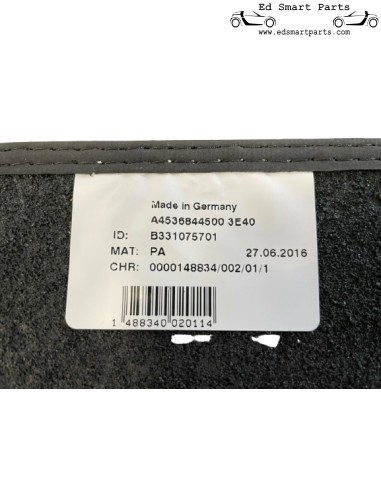 Tappetino per bagagliaio Brabus Smart Fortwo 453 Antracite cucitura arancione